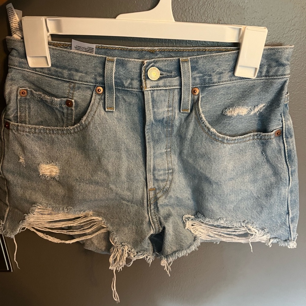 Levi's Light Blue Distressed Jean Shorts